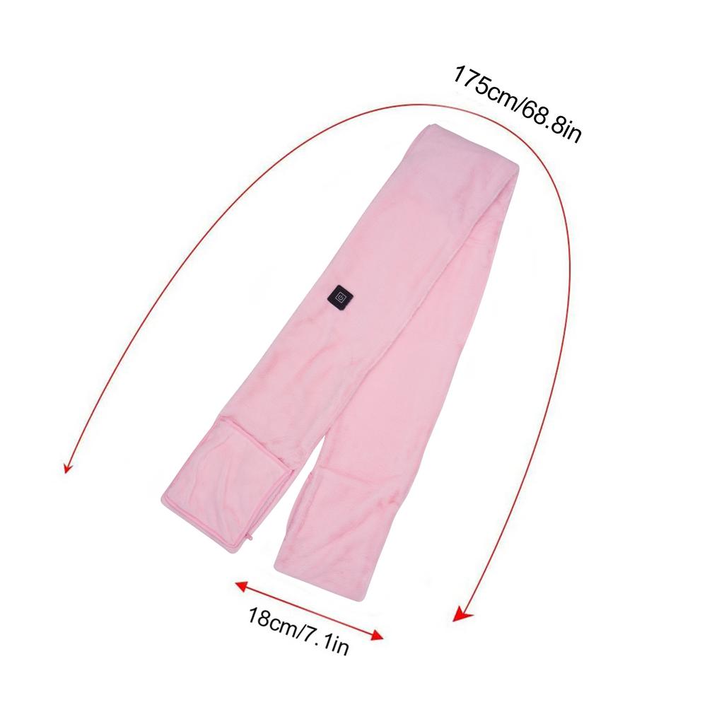 Sciarpa riscaldante con dovuto tasche laterali Sciarpa riscaldata elettrica USB Scaldacollo morbido con controllo della temperatura a tre marce per donna uomo: Colore rosa