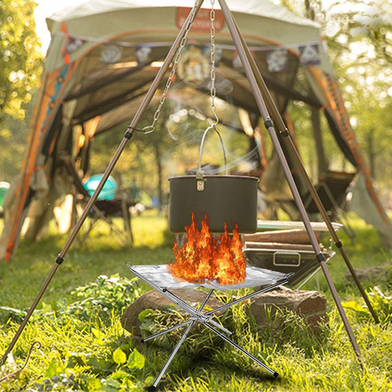 Portable Outdoor Fire Pit Collapsible Steel Mesh Fireplace for Camping, Outdoor, Patio, Backyard and Garden Carrying Kit Include