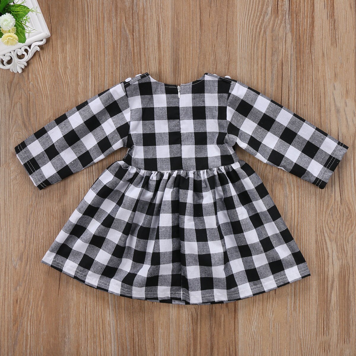 Herfst Lente Stijl Mode Zwart Wit Plaid Meisje Jurken lange Mouwen Baby Kids Kleding Casual Meisje Jurk Vestidos