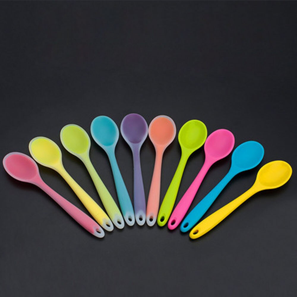 Visuelle berühren 1PC Mini Silikon Löffel 20,5 cm/8 "Bunte Löffel Geschirr Kochen Werkzeuge Utensil Zufällig Gesendet tisch Geschirr