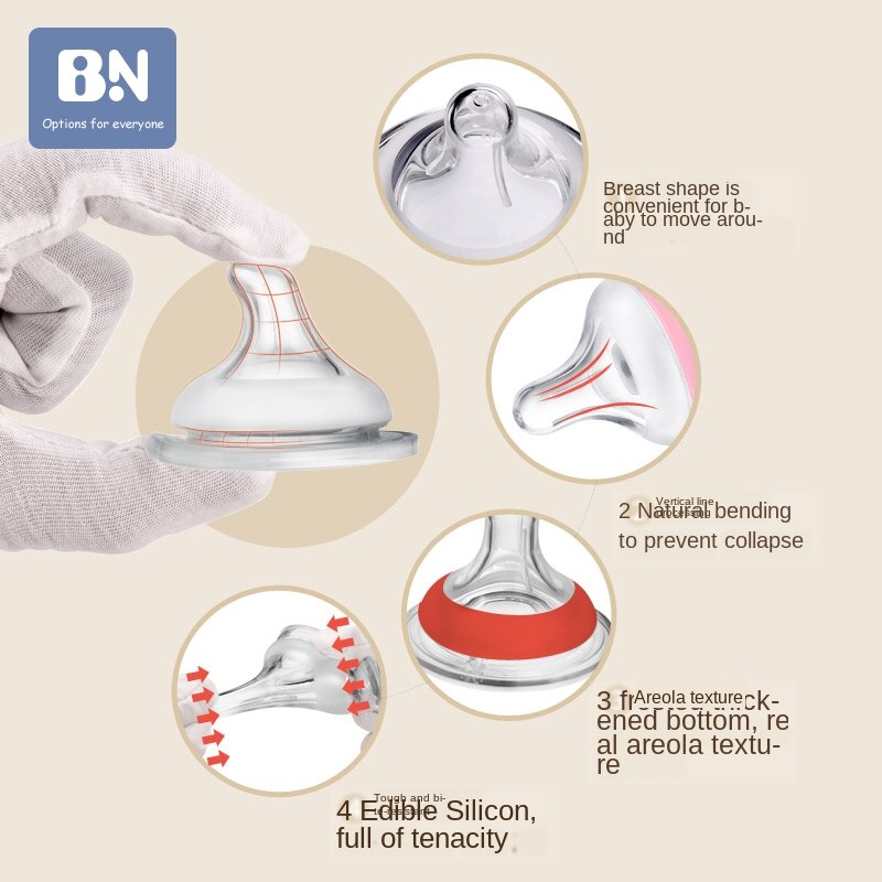 Beineng Silicone Nipple-with Straight Bottle