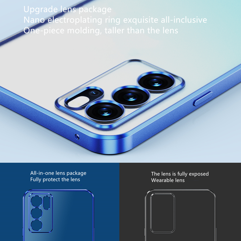 Electroplated Silicone Phone Case is Suitable for Oppo Reno 6 reno 5 5K Reno 7 Pro 5G Soft Transparent TPU Shockproof Back Cover
