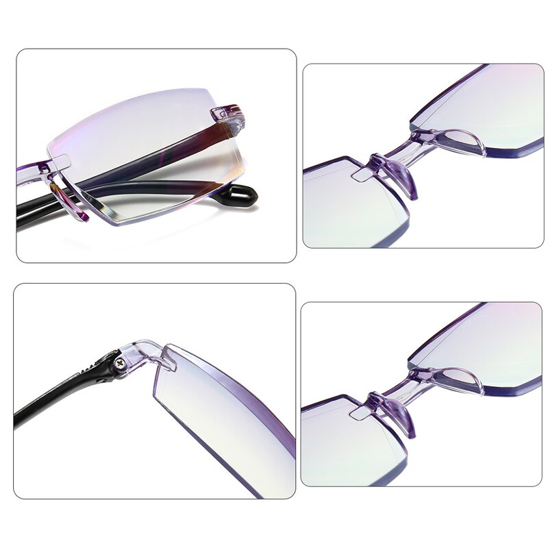 Frameloze Leesbril Anti Blauw Licht Randloze Verziend Brillen Ver Slechtzienden Bril Dioptrie 0 + 1.0 1.5 2.0 2.5 3.0 + 3.5 4.0