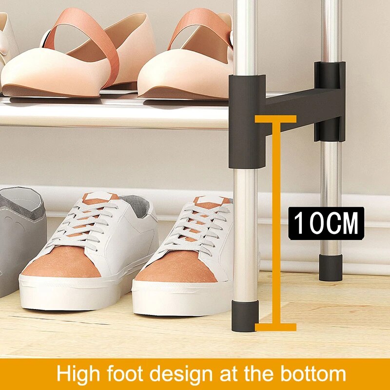 Einfaches Schuhregal mit 3-7 Etagen, mehrschichtig, staubdicht, für den Haushalt, Schuhschrank, Aufbewahrung, platzsparende Montage des kleinen Schuhregals