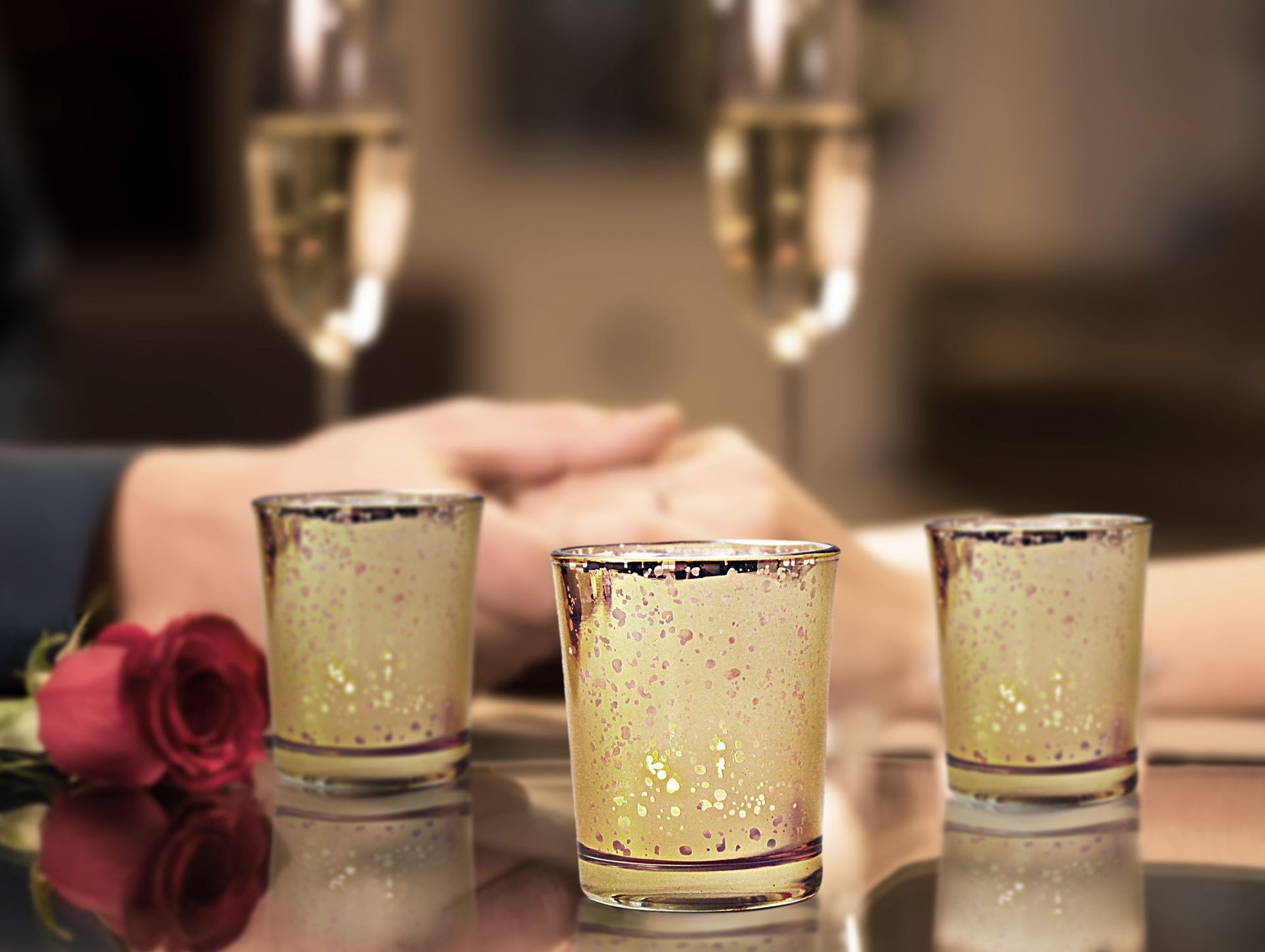 12pcs Votive Candle Holder Wedding Centerpieces for Table Glass Tealight Candle Holders Bulk for Party Home Decor Rose Gold