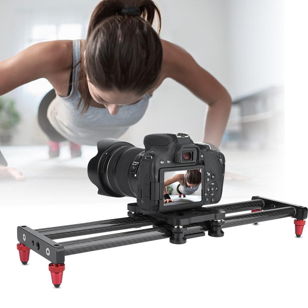 42cm kulfiber kamera spor skyder video stabilisator kamera skinne videokamera film foto med 1/4 '' skrue monteringshuller