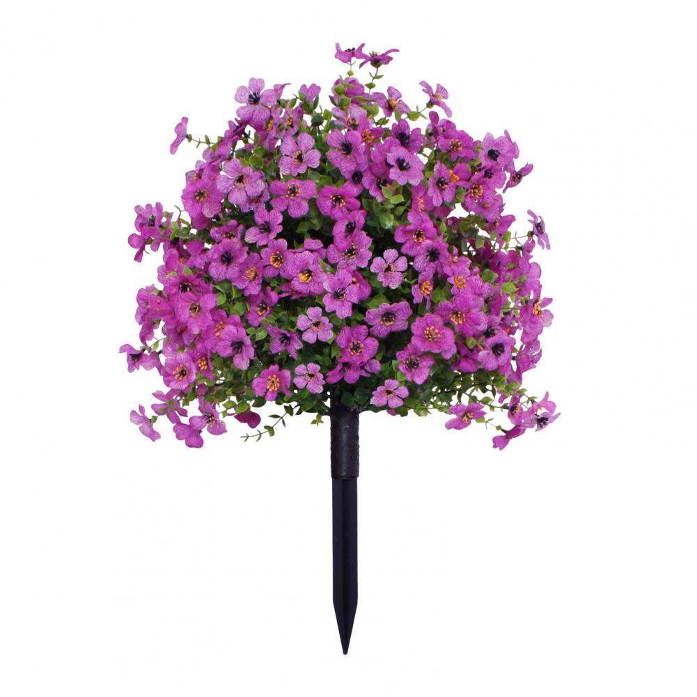 Artificial Stake Uv Resistant Artificial Flowers with Stakes for Indoor Outdoor Garden Porch Patio Wedding Party Decor Faux: black