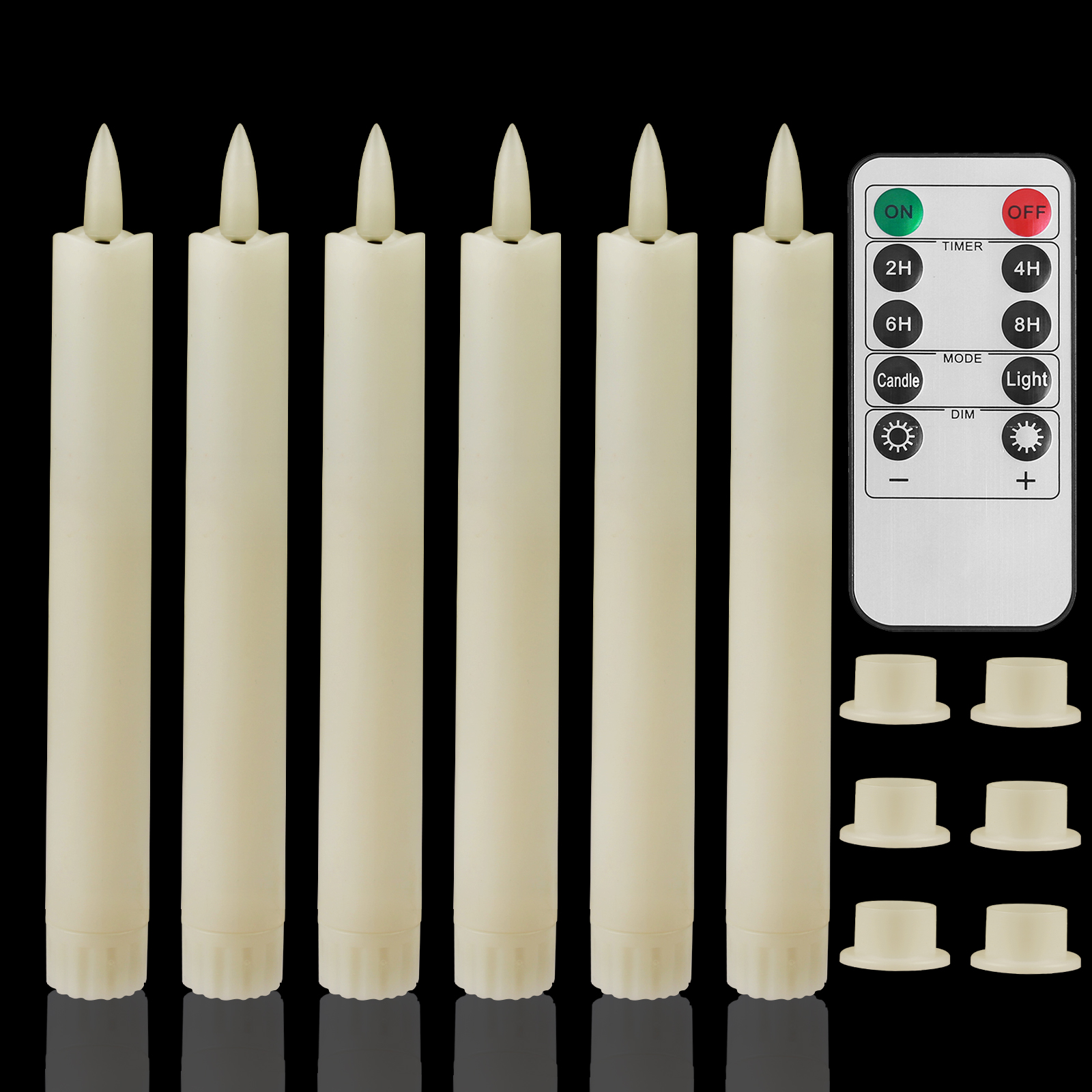 Pack of 12/24pc Flameless Flickering Ivory Taper Candles with Remote Battery Operated LED 3D Wick Candle Christmas Wedding Decor: BROWN