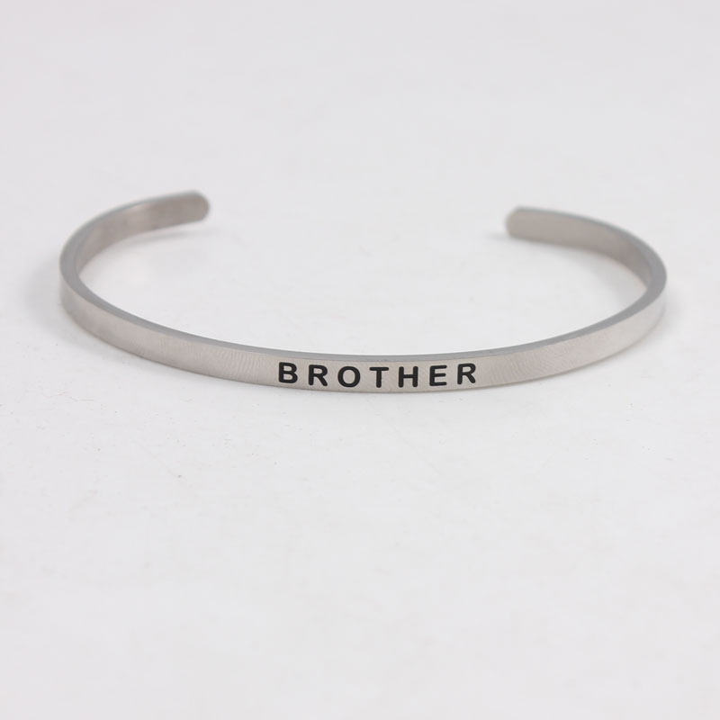 Neuheiten BROTHER Edelstahl Inspirational Positive Zitieren Manschette Mantra Armbänder & Armreifen Für Frauen Beste