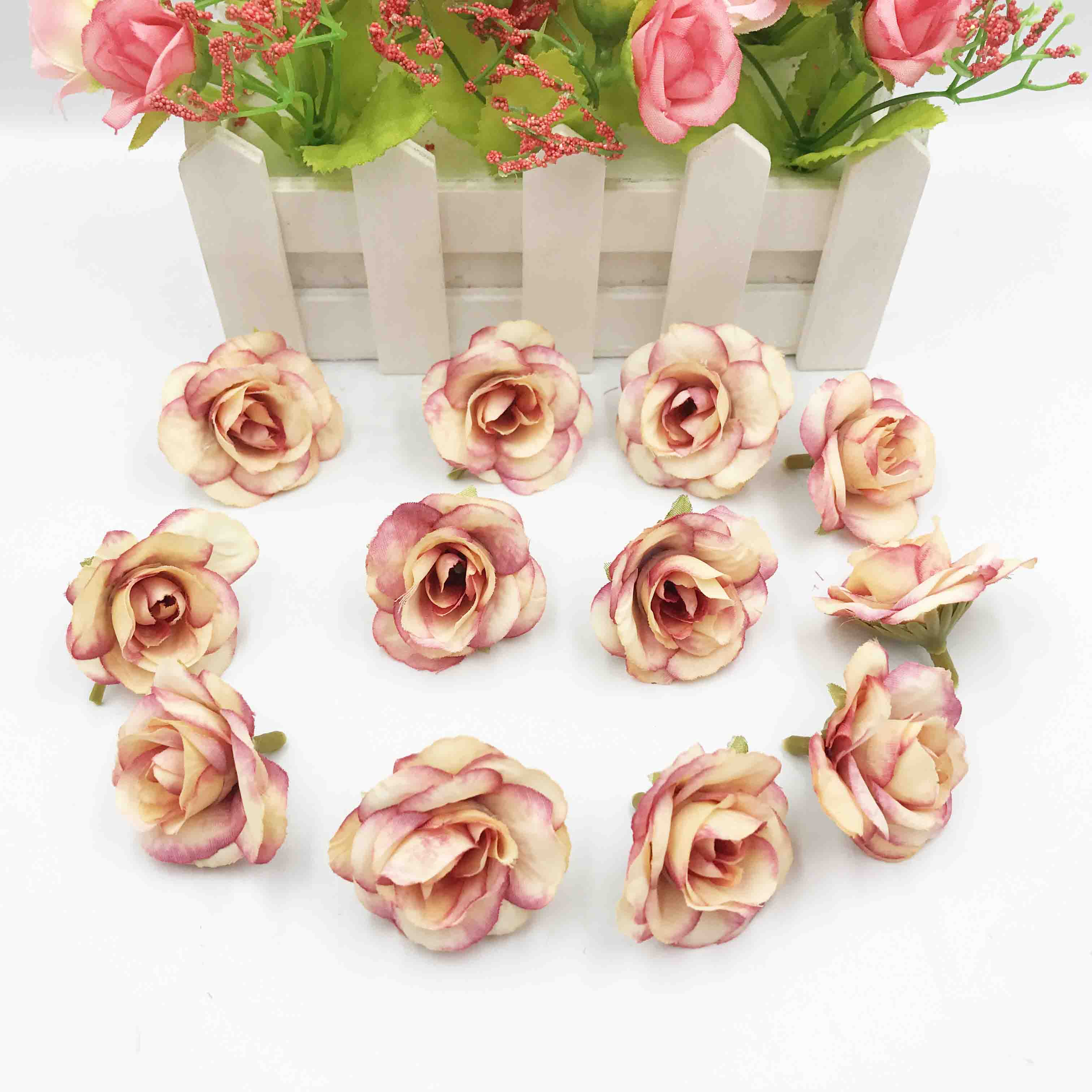 10 stuks kunstbloemen, 4cm zijden rozenbloemen, bruiloftsfeest, huisdecoratie, doe-het-zelfkrans, plakboekdoos, knutselwerkje: 6
