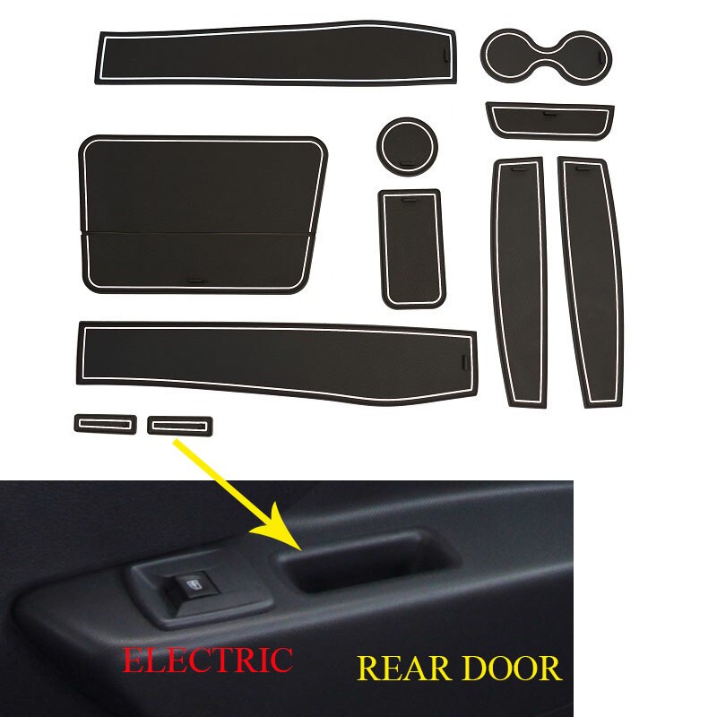 Non Slip Door slot cup mat storage rubber interior mats for Dacia Logan II Sandero 2 Stepway second generation year: 11pcs BLACKnWHITE A