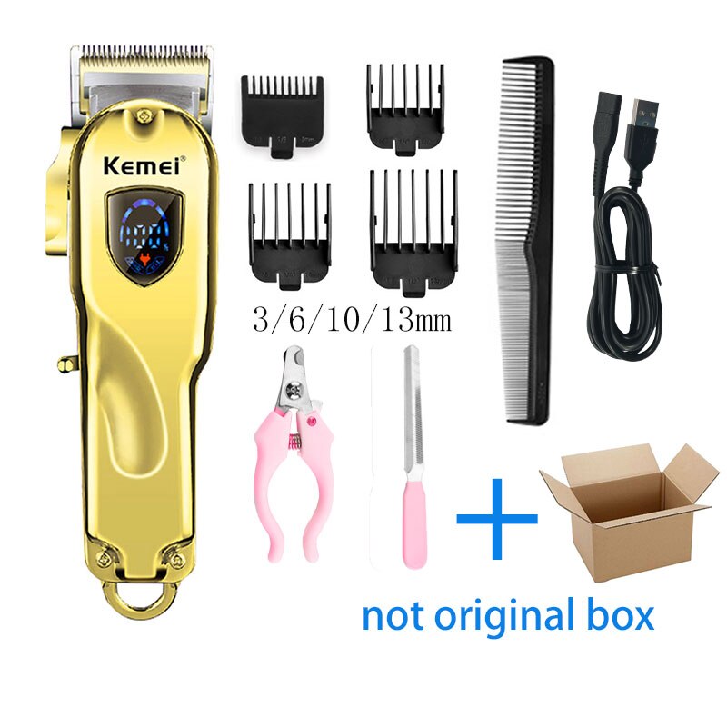 Kemei Dog Hair Trimmer Rechargable Cordless Hair Cutter LCD Display for Pet/Dog Cat Hair Clipper