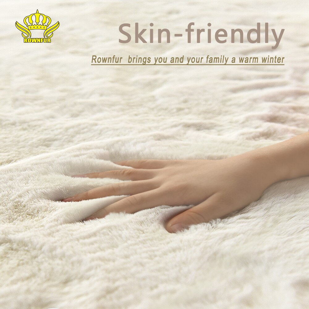 ROWNFUR-tapis de sol à poils artificiels, moelleux, lavable, en fausse fourrure, à la , pour salon et chambre à coucher,