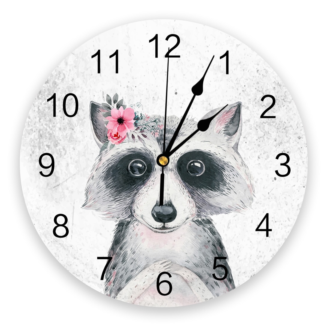 Ratons laveurs beaux ratons laveurs animaux PVC horloge murale salon chambre mur horloge numérique maison Decore horloge murale moderne