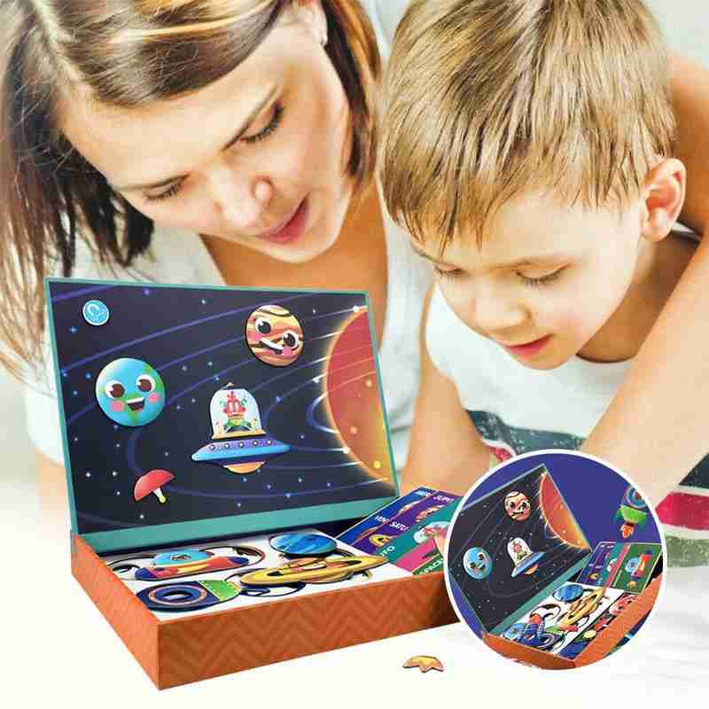 Livre De Puzzle Magnétique Visages - 12 Cartes, 79 Aimants - Neuf Pour Enfants 3-8 Ans