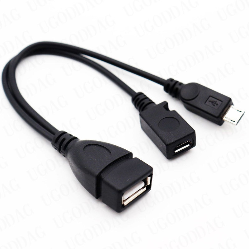 20 cm 2 w 1 Micro USB Host Power Y Splitter USB 2.0 Port Terminal Adapter OTG Kabel do Fire Tv 3 lub 2. generacji Fire Stick