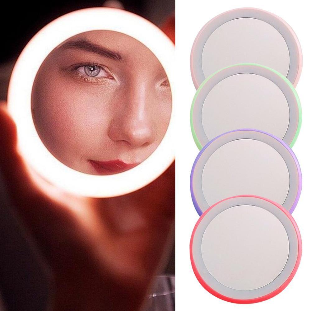 En-til-en mini opplyst sminkespeil bærbart led opplyst hd-sminke smartspeil