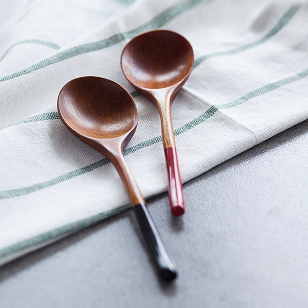 Natural Wood Spoon Bamboo Kitchen Cooking Dining Soup Tea Honey Coffee Utensil Tools Soup-Teaspoon Tableware 1Pc