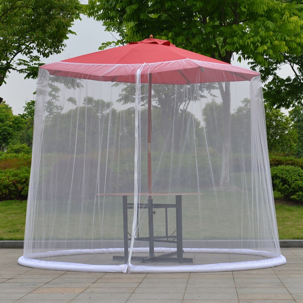 Mosquito Net Sunscreen Outdoor Table Sun Protection See Through Anti Insect Mesh Patio Garden Zipper Closure Umbrella Cover
