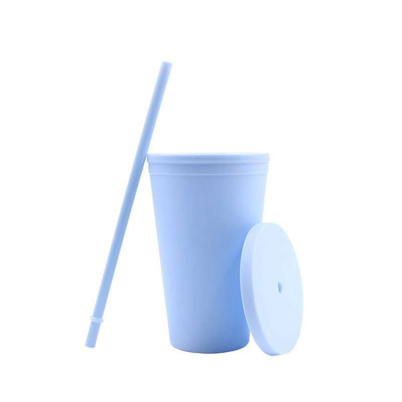 4 Colors Acrylic Reusable Double Wall Tumblers with Lids and Straws Thermal Insulation Straw Cup Coffee Water Cup