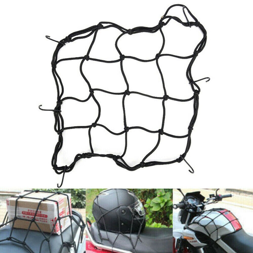 1Pc Black Verstelbare Bagagenet Motorfiets Cord Helm Opslag Mesh 30*30CM