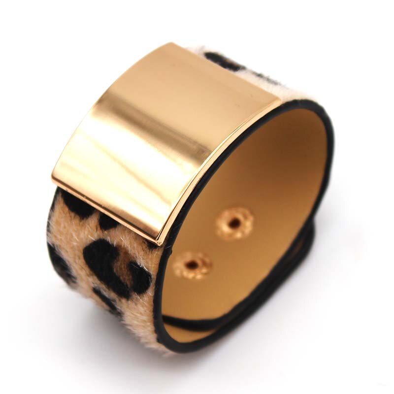 Totabc Luipaard Patroon Punk Armband Kralen Begrippen Lederen Bangle Populaire Legering Sieraden Voor Vrouwen