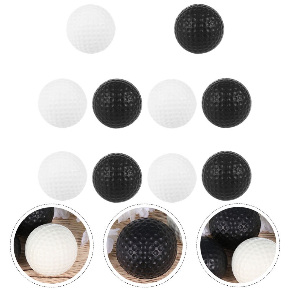 10 stuks golfballen premium golf oefenballen oefengolfbal voor spelen of oefenen: Zwart wit