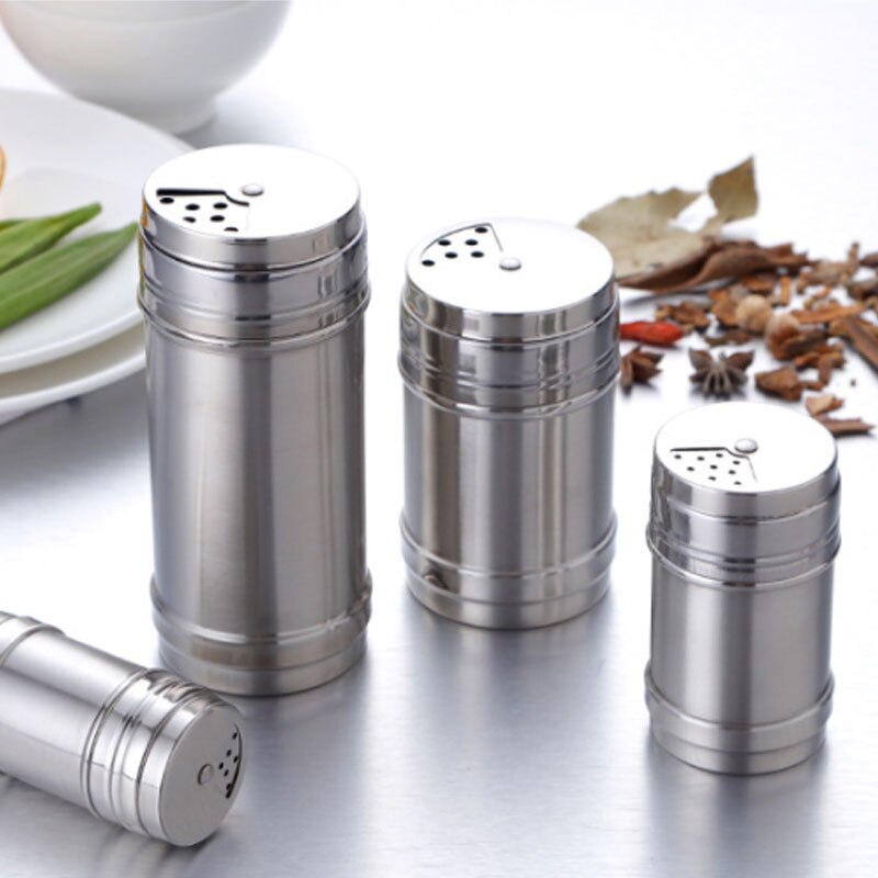 1Pcs Multi-purpose Stainless Steel Kitchen Gadgets Spice Pepper Shaker Spice Jar Rotating Cover Seasoning Can Salt Sugar Bottle