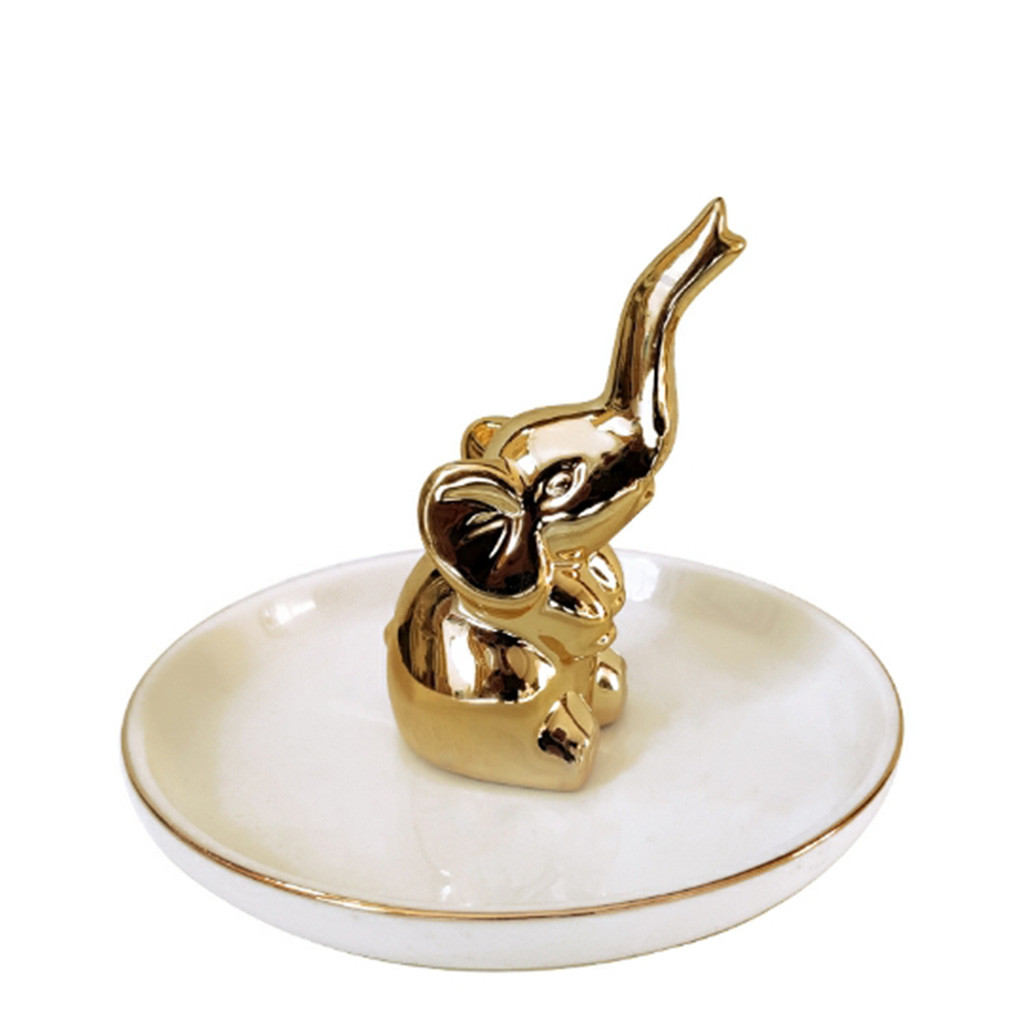 Vergulde Sieraden Plaat Woondecoratie Plaat Ring Sieraden Opslag Plaat Huishoudelijke Familie Woonaccessoires #6: WHITE