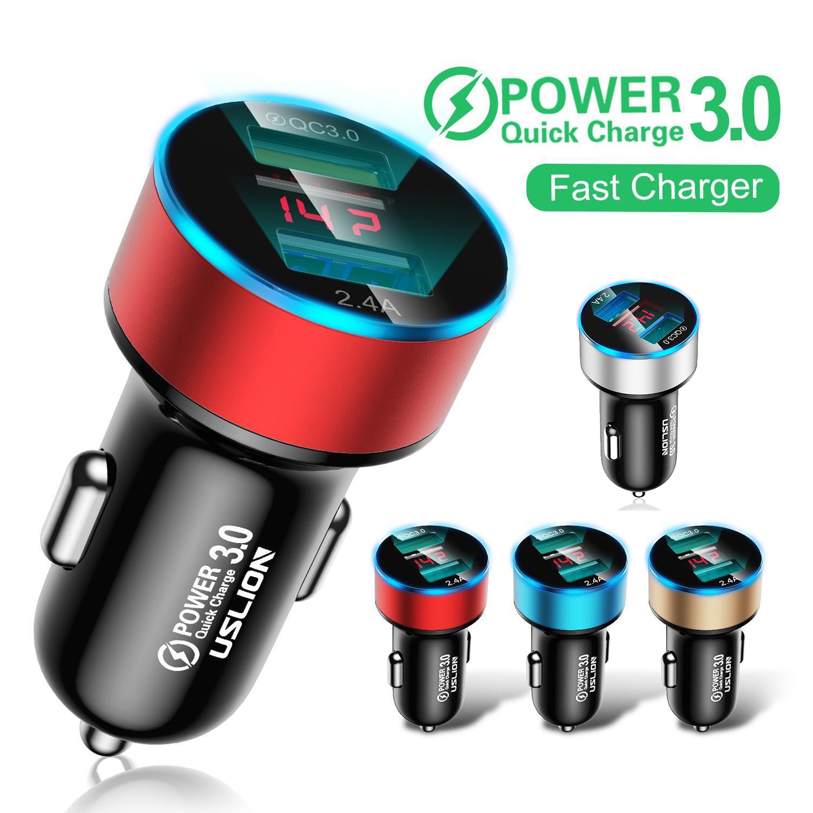 Bil trådløs ladestander hurtig opladning 3a mini bærbare dual usb telefon biloplader adapter hurtig opladning