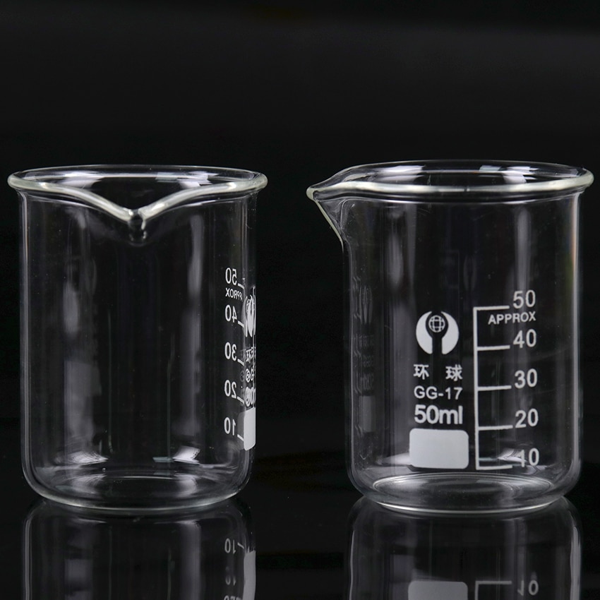 1PC Transparent Beaker Flask Capacity 50ml Low Beaker For School Student Chemistry Laboratory Measuring Supplies