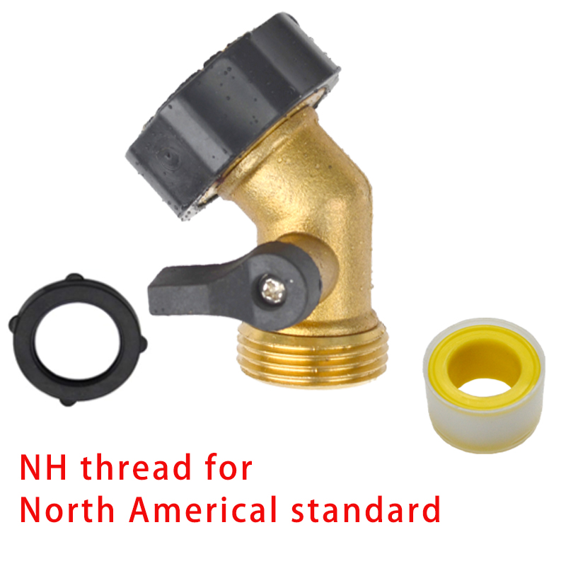 3/4"Heavy Duty Brass Garden Hose Splitter Hose Connector Spigot Adapter with 4 Valves Hose Bib Splitter Outdoor Faucet Splitter: Blue