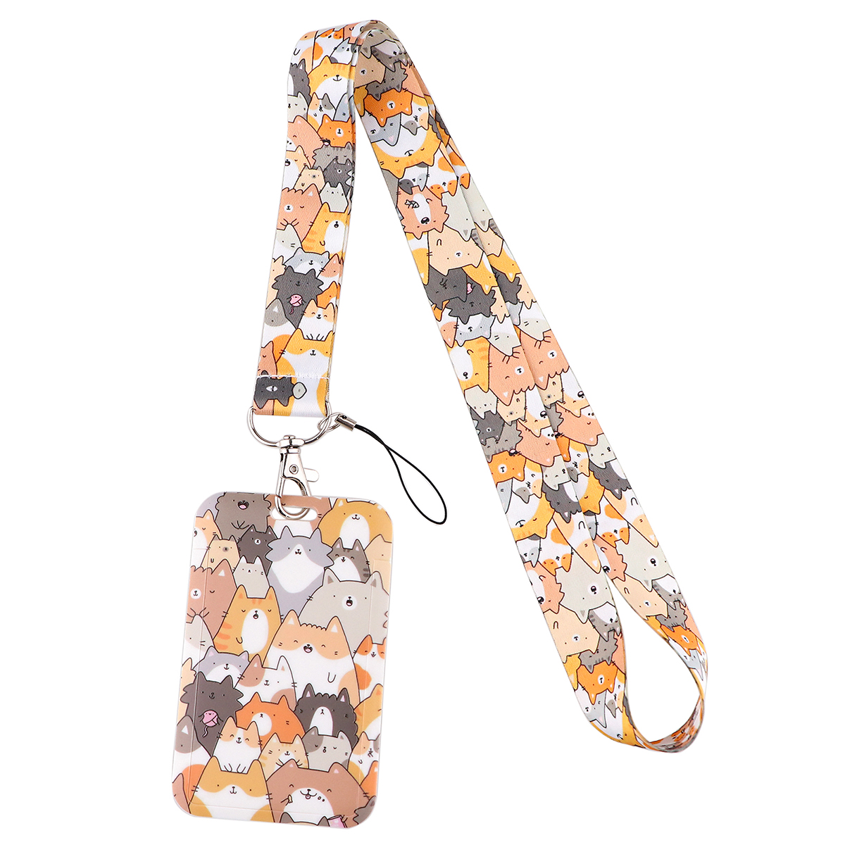 Cartoon Cat Lanyard Keychain Multifunction ID Card Badge Holder Camera USB Cell Phone Neck Strap Key Ring Accessories