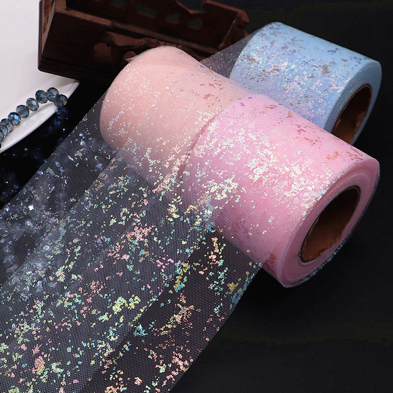 Rollo de tul brillante, cinta de 6cm x 25 yardas para bricolaje, lazo hecho a mano y decoración de boda, suministros para , falda tutú para Baby Shower