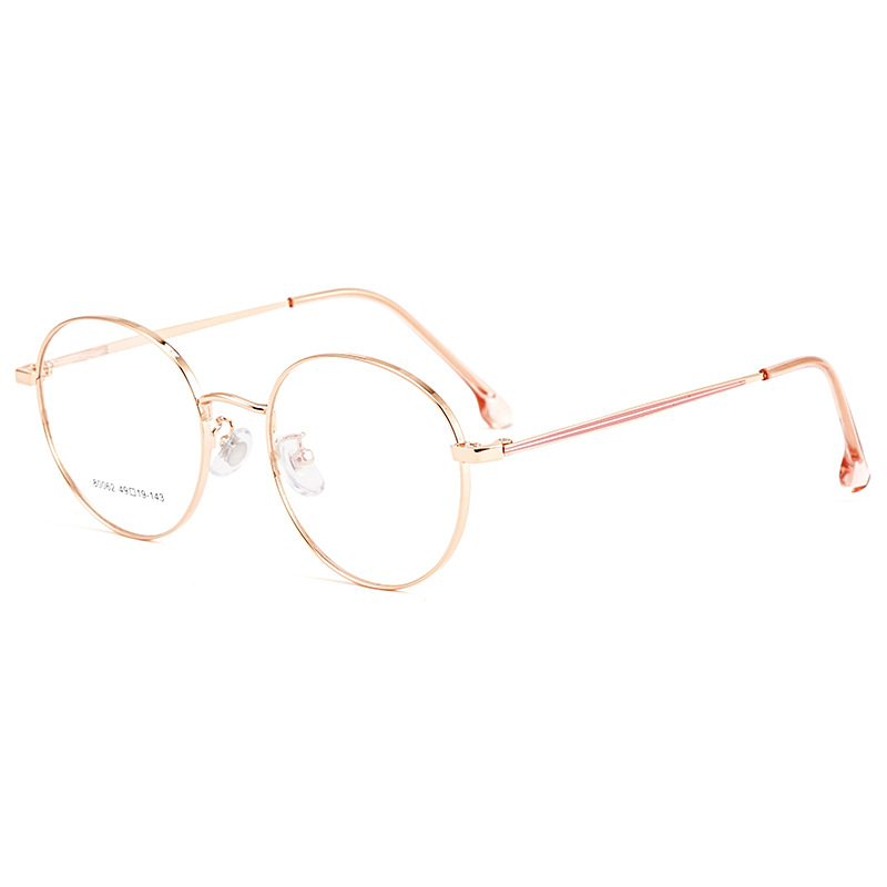 KatKani Retro Small Round Frame Women's Ultralight Metal Anti-Blue Light Myopia Optical Prescription Eyeglasses Frame 01-80062: Rose Gold