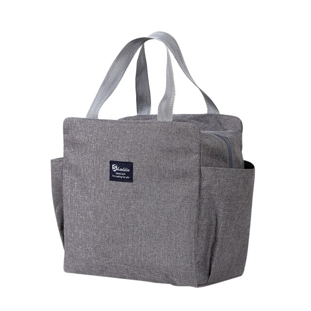 Draagbare Lunch Tas Thermische Geïsoleerde Lunch Box Tote Koeler Handtas Bento Pouch Diner Container School Voedsel Opslag Zakken: GRAY