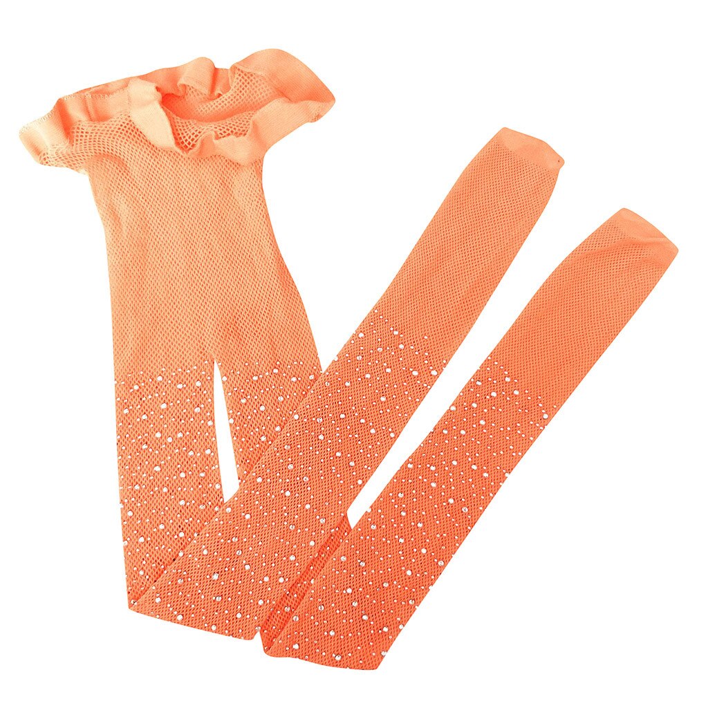 Kids Girls Mesh Kids Girls Mesh Fishnet Stockings Kids Girls Pantyhose Flash Tights Pretty Lightning Girls Stockings: Orange