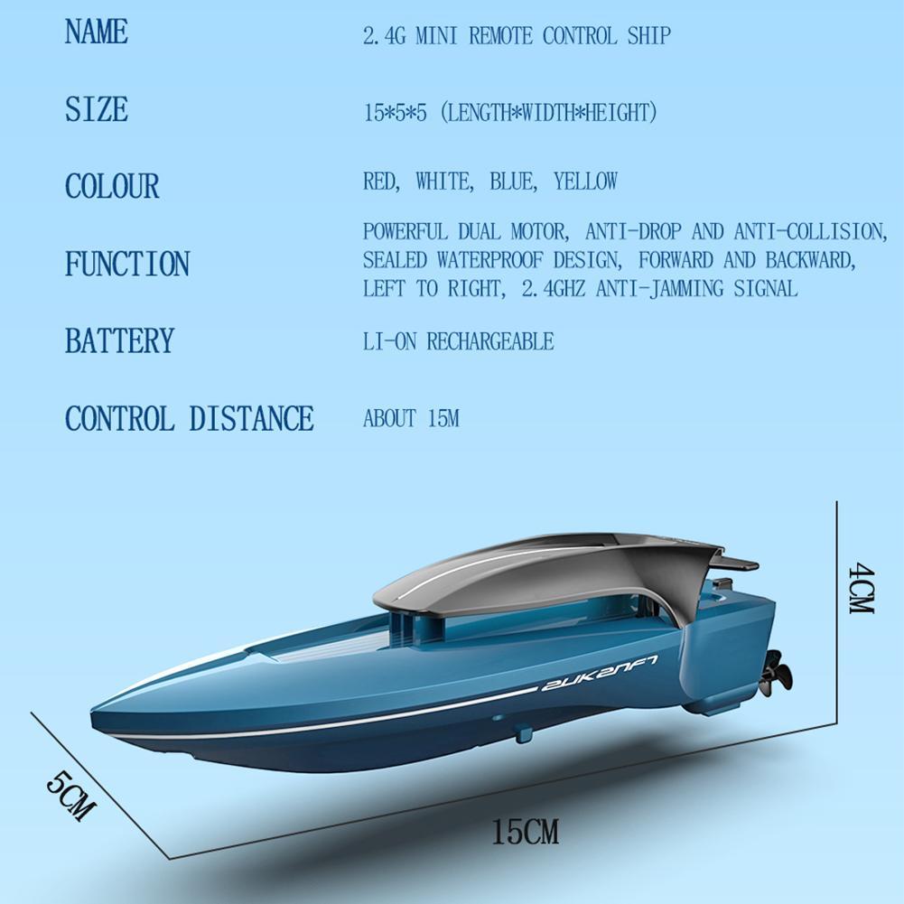 Mini Remote Control High Speed Speedboat Boat USB Rechargeable Model Aquatic Boy Outdoor Game Toy
