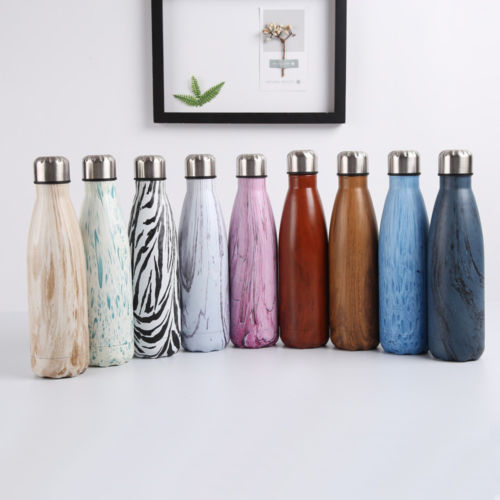 500ML bouteille d'eau vide isolé flacon Sport thermique froid froid tasse en acier inoxydable tasse en marbre tête tasse