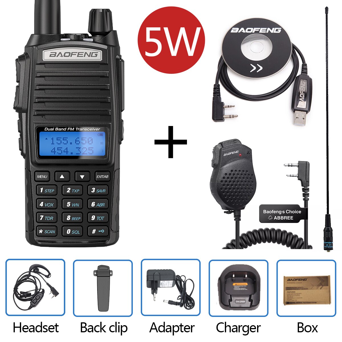 BaoFeng UV-82 walkie-talkie 5W VHF UHF Baofeng podwójny PPT UV 82 dwukierunkowe Radio 10 KM Baofeng UV82 Transceiveruv UV9R UV5R Ham Radio: as a picture 1
