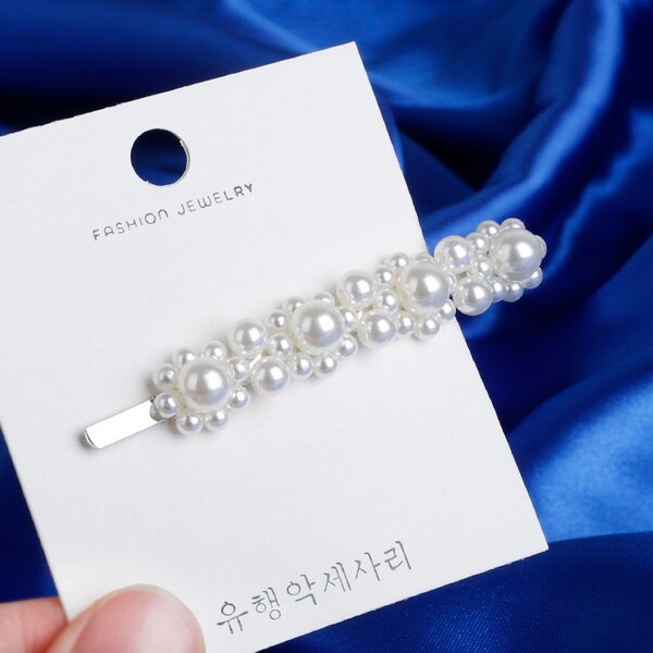 Nuevos 7 estilos para mujer Color plata Metal perla Horquillas para el pelo Simple para mujer Barrettes accesorios para el cabello: style 07