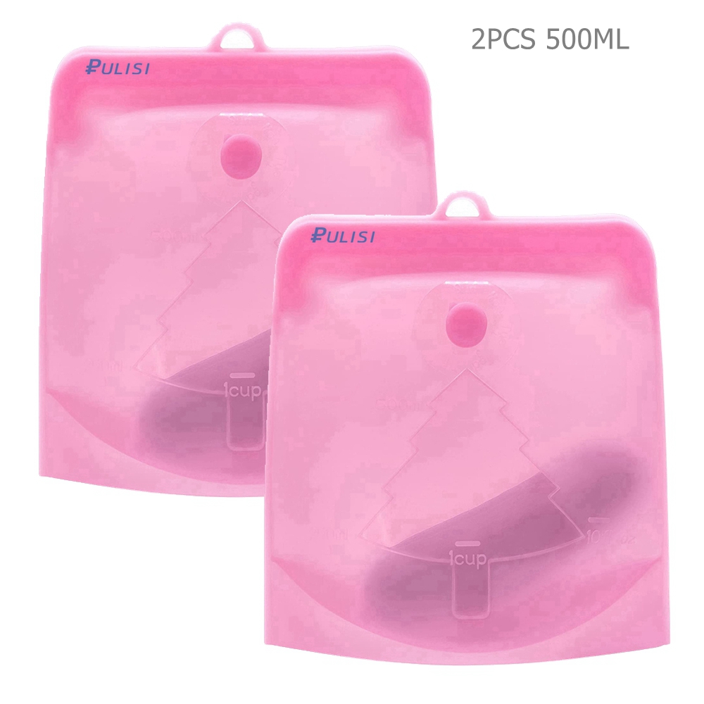 2er Pack Silikon-Lebensmittel beutel 1500ml 1000ml 500ml auslaufs ichere Behälter wieder verwendbarer frischer Beutel Lebensmittel-Aufbewahrung beutel Gefrier beutel Snack behälter