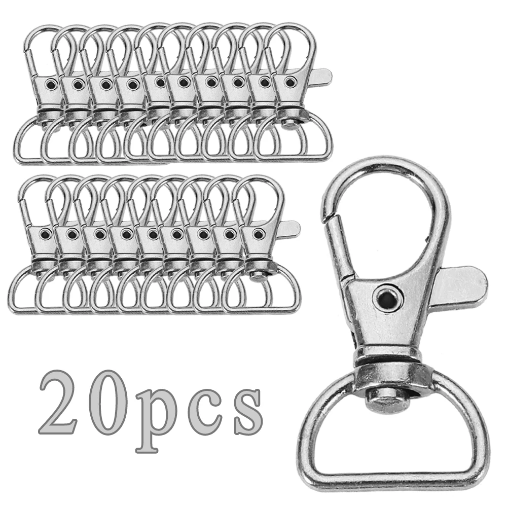 5/10/20pcs Swivel Clasps with D Ring Lanyard Snap Hooks Keychain Clip Hook Metal Lobster Claw Clasp for Keyrings Crafting Sewing: green