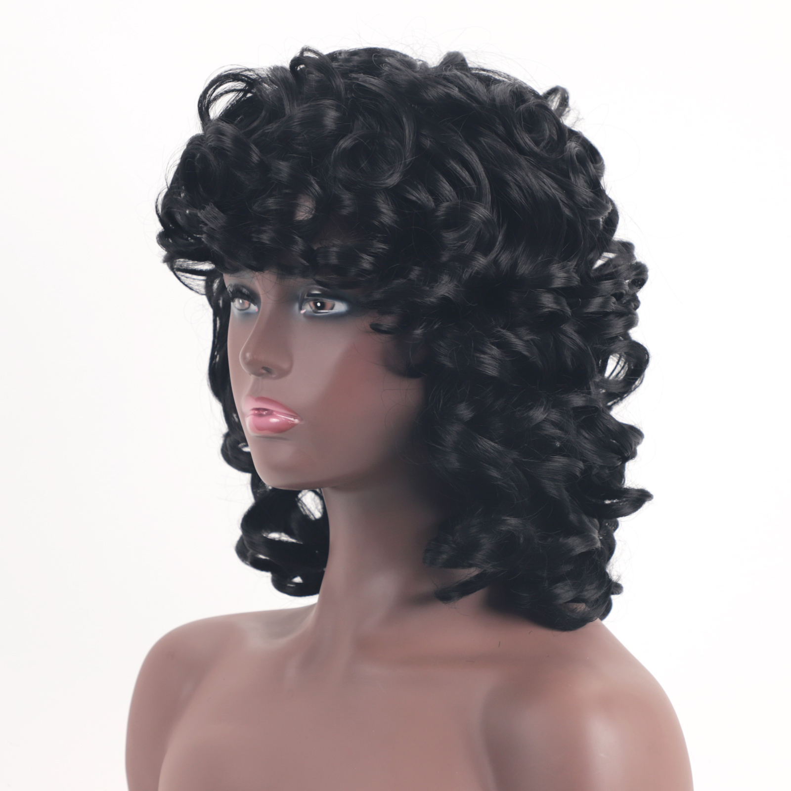 Gnimegil Synthetische Kort Haar Afro Krullend Pruik Met Pony Zachte Pluizige Krullen Wave Schouder Lengte Natuurlijke Pruiken Voor Zwarte Vrouwen
