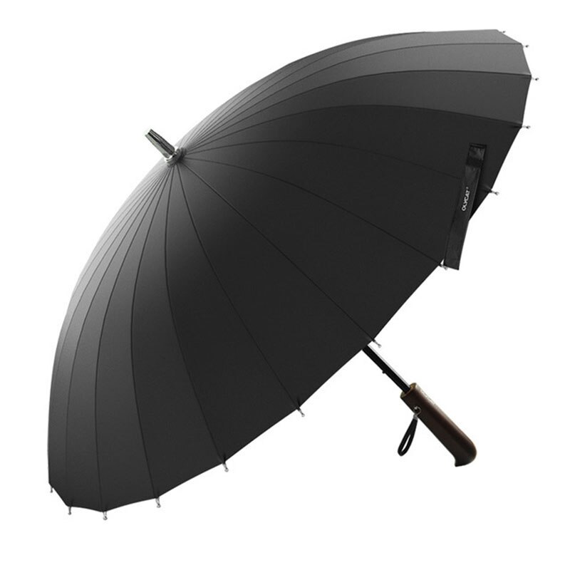 Handle 24k Strong Windproof Business Umbrella Rain Women Long Golf Fiberglass Family Men Umbrella Paraguas: Black