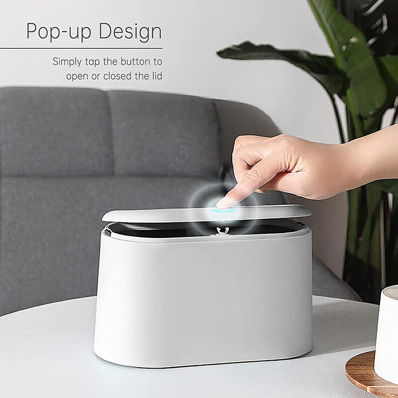 Mini Trash Can with Lid Small Garbage Can Tiny Plastic Trash Bin Bounce Up Countertop Wastebasket for Bathroom Office Kitchen