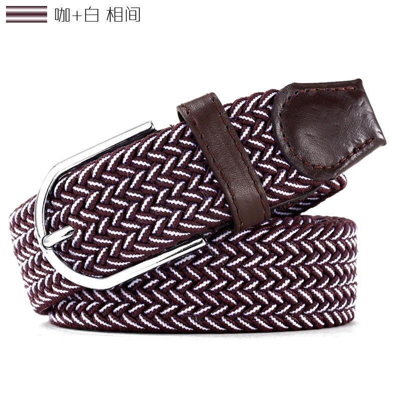 begrenset 110cm Russland uformelt tøye ut vevd belte dame unisex lerret elastiske belter til jeans elastique modellering  f142: Kaffe 2