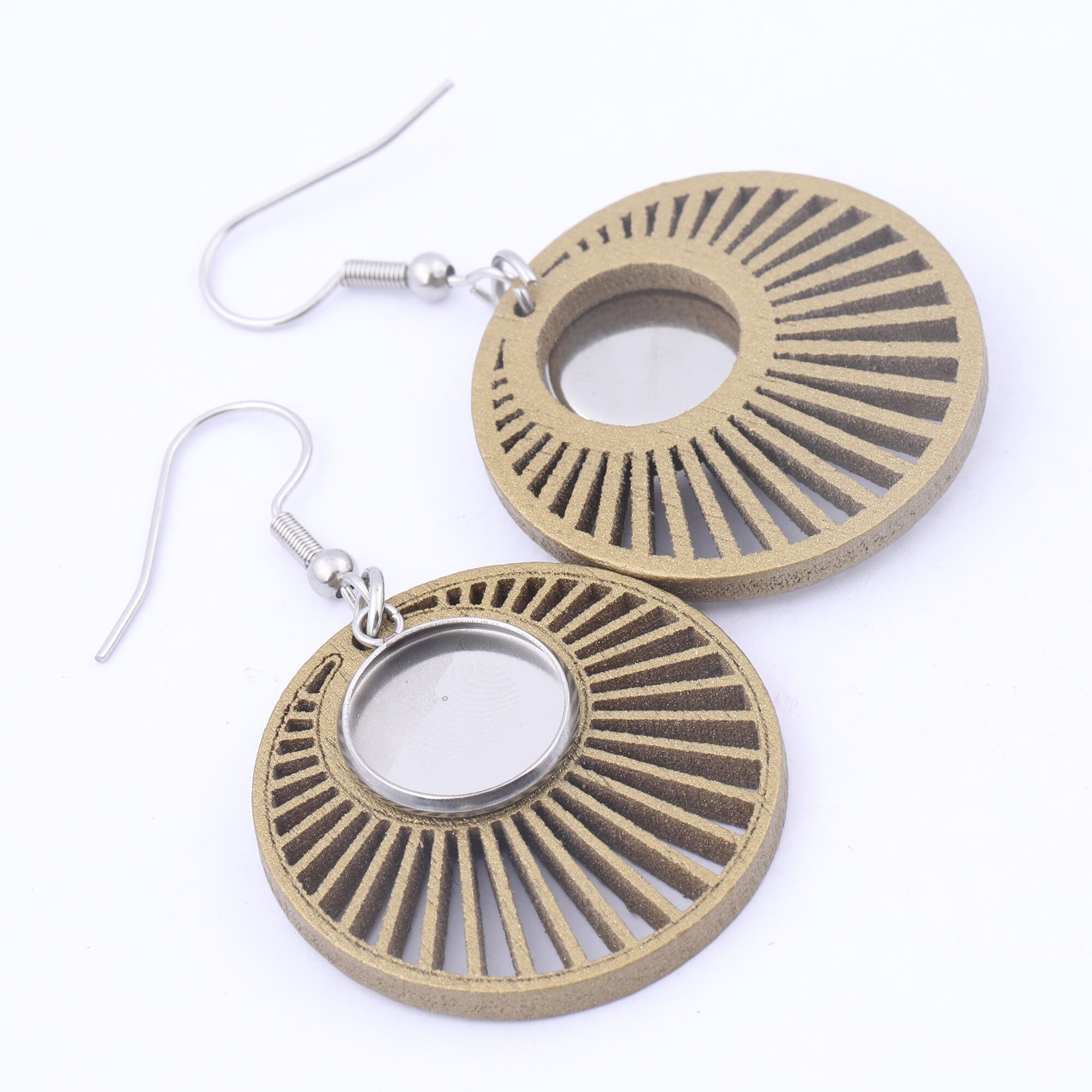 10Pcs Wood Charm Cabochon Oorbel Basisafstelling 12Mm Dia Houten Bezel Blanks Roestvrij Steeel Diy Voor Sieraden Maken levert