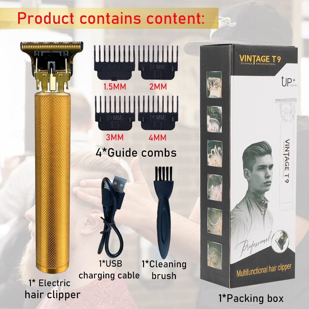 Cortadora de pelo trimmer cortapelos profesional hombre recortadora barba corta pelo hombre cortadora pelo maquina de pelar hombre T9 para hombre 6 9 MM máquina de corte de pelo profesional Vintage maquina cortar pelo: rose gold