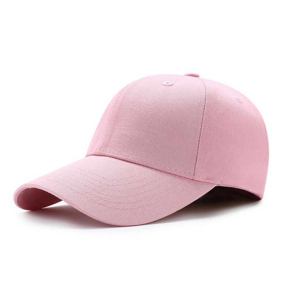 Masculino feminino boné de pico liso curvo sol viseira boné de beisebol chapéu de cor sólida moda ajustável bonés acessórios: Rosa